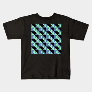 ’Zangles’ - in Spearmint Green and Air Force Blue on a Black base Kids T-Shirt